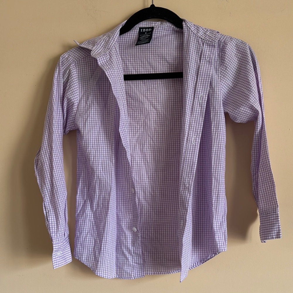 IZOD‎ Boy’s Purple Checkered Shirt Size 8